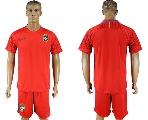 Brazil Blank Red Goalkeeper Soccer Country Jersey